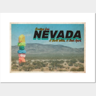 Greetings from Nevada - Vintage Travel Postcard Design Posters and Art